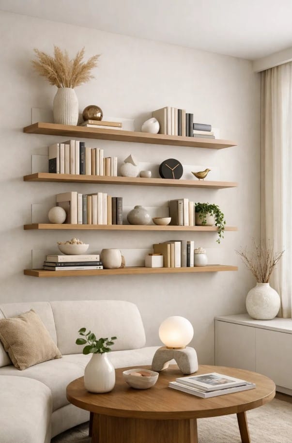 Floating Wall-Mounted Bookshelf