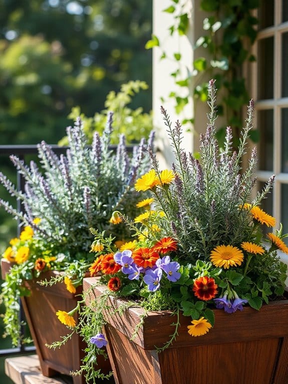 herbs and flowers together