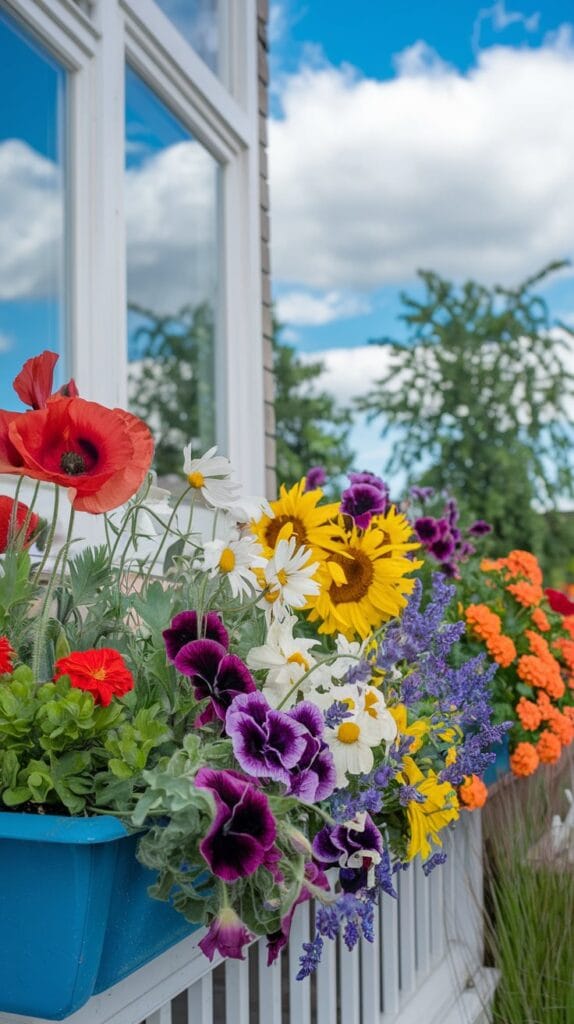 vibrant floral window boxes