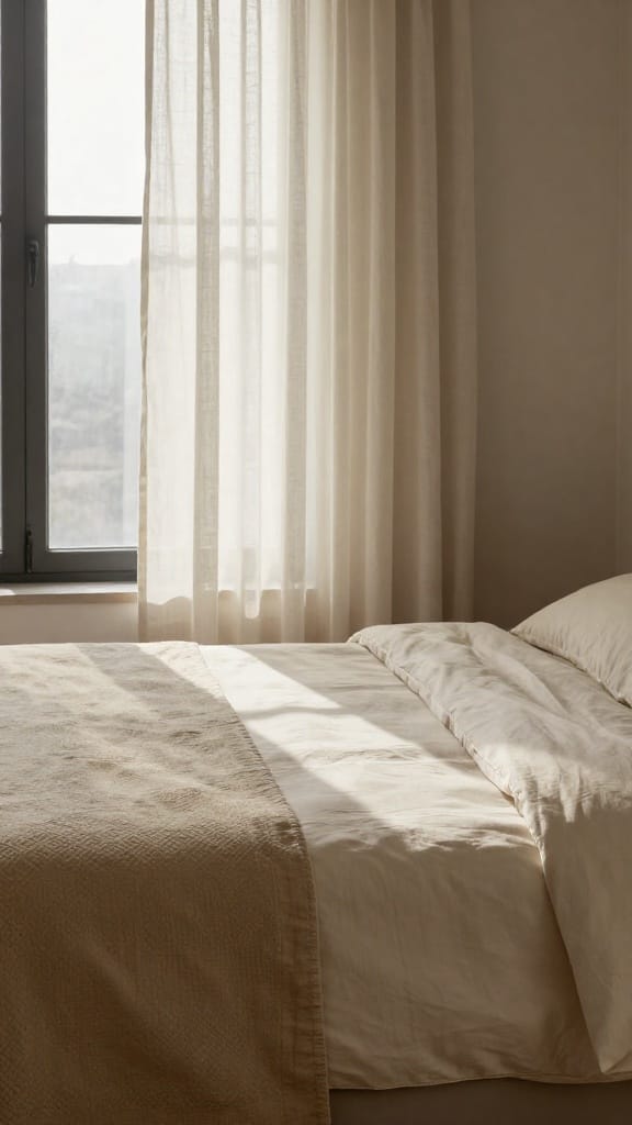 master bedding ideas showing layered bed with percale sheets, linen duvet, and matelassé coverlet